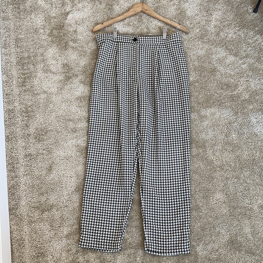 H&M High Waisted Checkered Plaid Thin Wavy Pants Divided 8